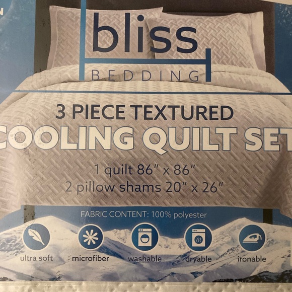 Bliss Cooling Quilt Set - White Queen New - Picture 2 of 9